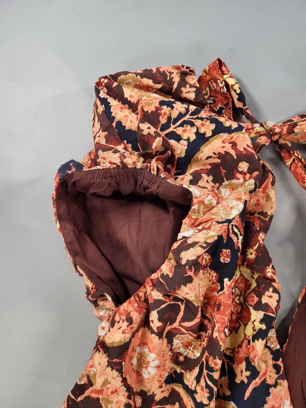 Anthropologie Floral Tie-Back Dress - Navy & Rust - Picture 9 of 14